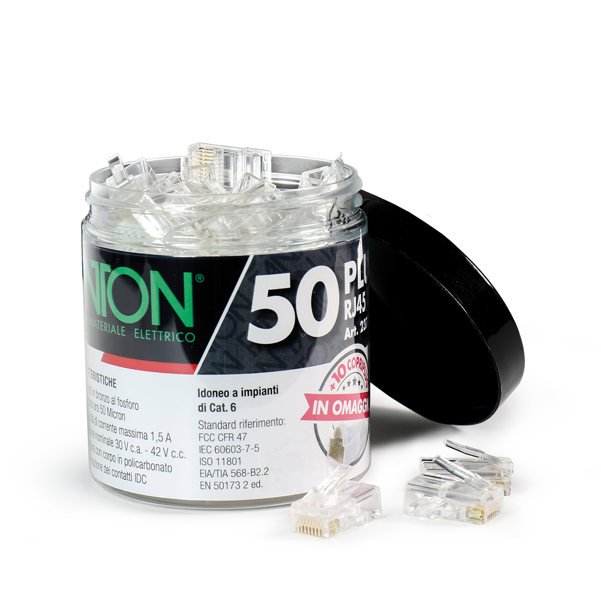KIT 50 PLUG RJ45 CAT.6 UTP+10C/PL